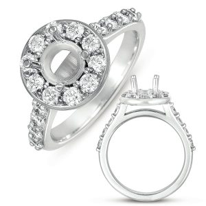 White Gold Halo Ring 3/4 round head