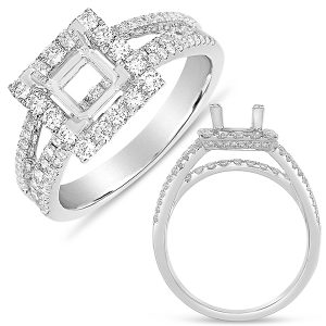 White Gold Halo Ring  5.5mm square