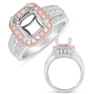 Rose & White Gold Halo Engagement Ring
