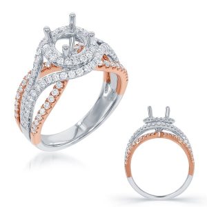 White & Rose Gold Engagement Ring