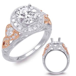 White & Rose Gold Engagement Ring