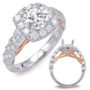 White & Rose Gold Engagement Ring
