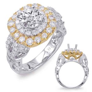 White & Yellow Gold Halo Engagement
