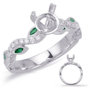 White Gold & Emerald Engagement Ring