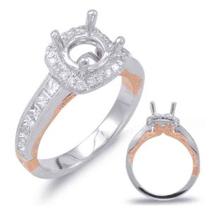 White & Rose Gold Halo Engagement Ring