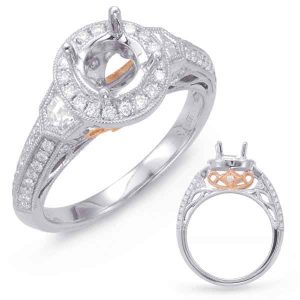 White & Rose Gold Halo Engagement Ring