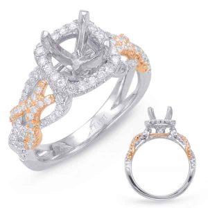 White & Rose Gold Halo Engagement Ring