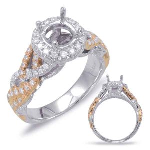 White & Rose Gold Halo Engagement Ring