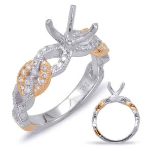 White & Rose Gold Halo Engagement Ring