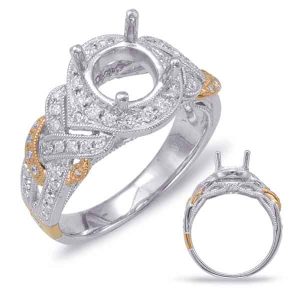 White & Rose Gold Halo Engagement Ring