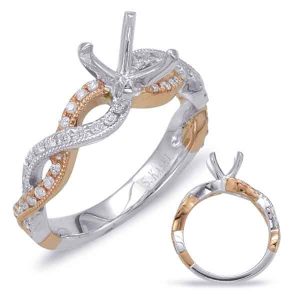 White & Rose Gold Halo Engagement Ring