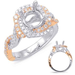 White & Rose Gold Halo Engagement Ring