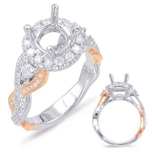 White & Rose Gold Halo Engagement Ring