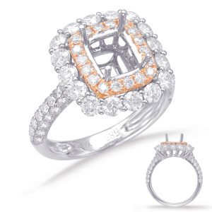 Rose & White Gold Halo Engagement Ring