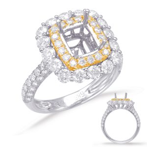 Yellow & White Gold Halo Engagement Ring