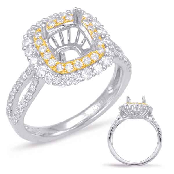 Yellow & White Gold Halo Engagement Ring