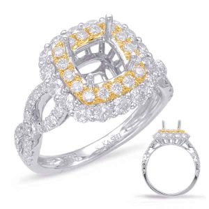 Yellow & White Gold Halo Engagement Ring