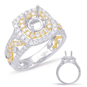 Yellow & White Gold Halo Engagement Ring