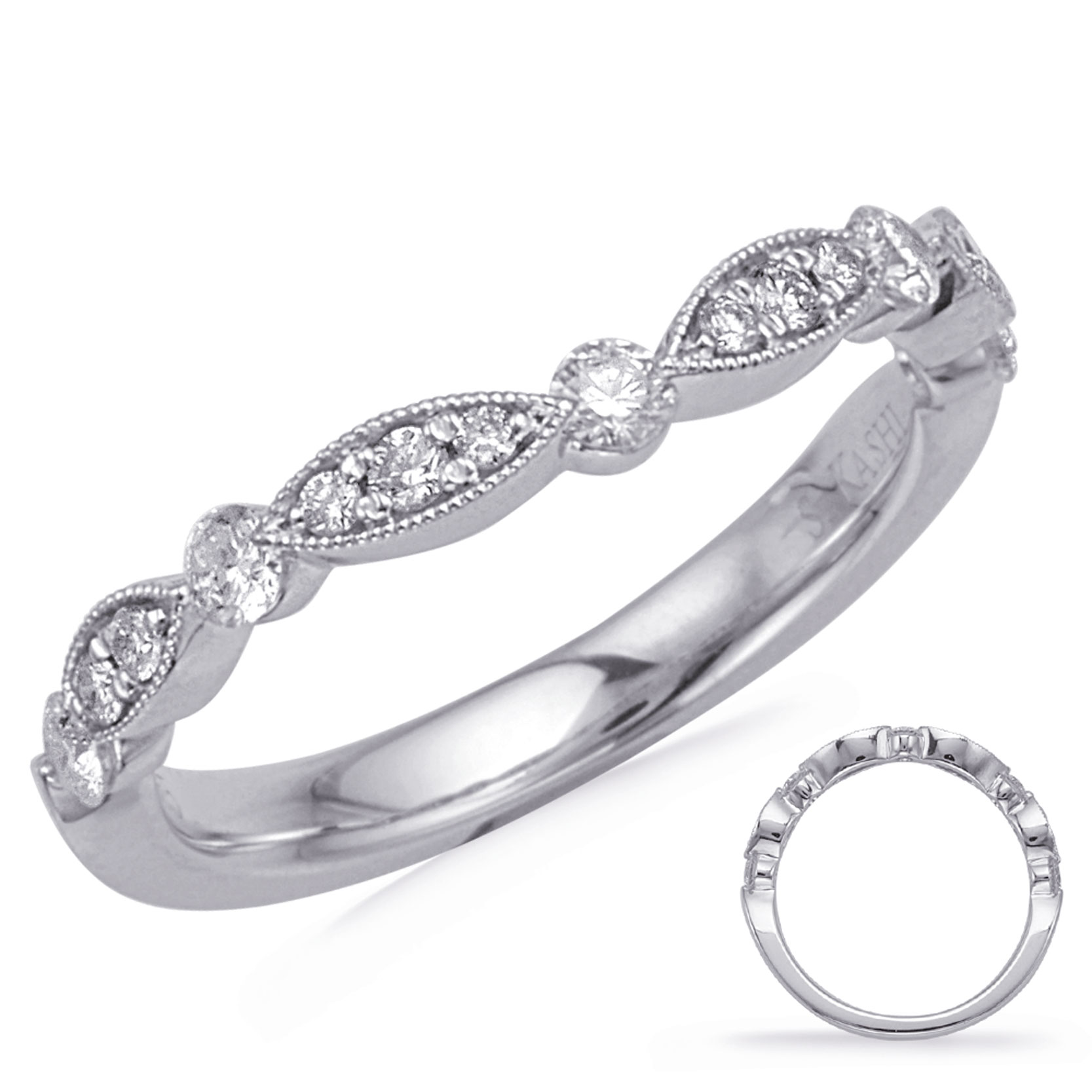White Gold Matching Curved Band