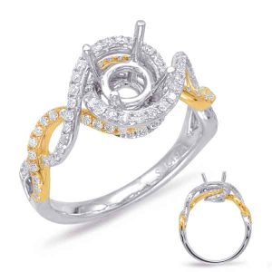 Yellow & White Gold Halo Engagement Ring