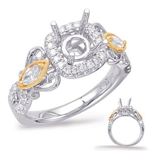Rose & White Gold Halo Engagement Ring