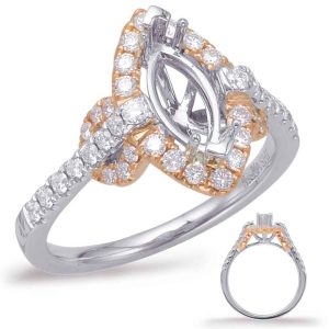 Rose & White Gold Halo Engagement Ring