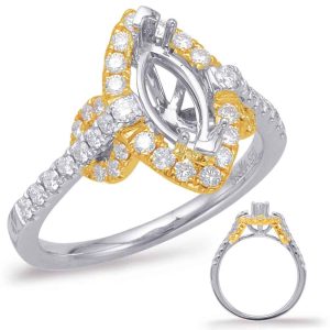Yellow & White Gold Halo Engagement Ring