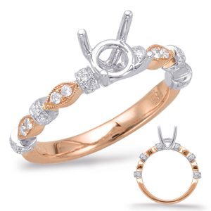 Rose & White Gold Halo Engagement Ring