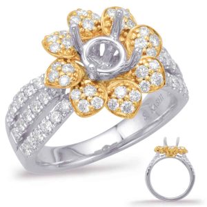 Yellow & White Gold Halo Engagement Rin