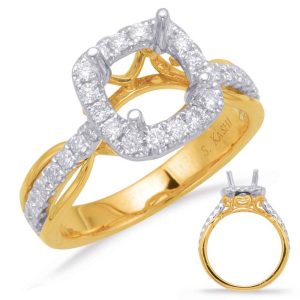Yellow & White Gold Halo Engagement Ring