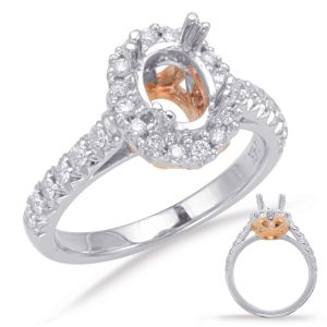 Rose & White Gold Halo Engagement Ring