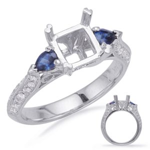 White Gold Sapp & Dia Engagement Ring