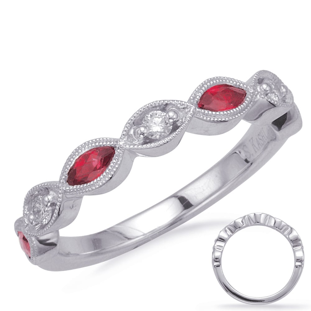 White Gold Ruby & Dia Matching Band