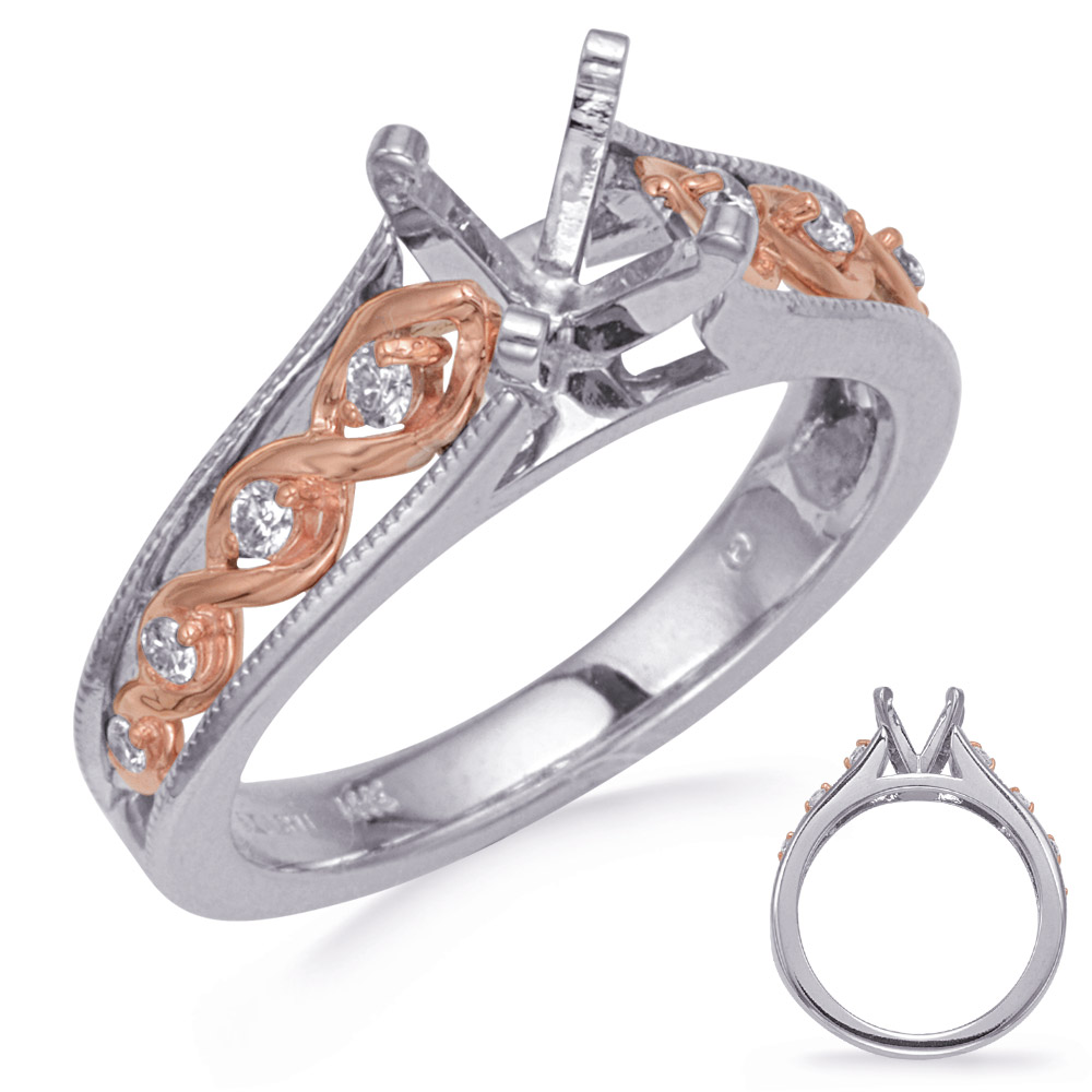 White & Rose Gold Engagement Ring