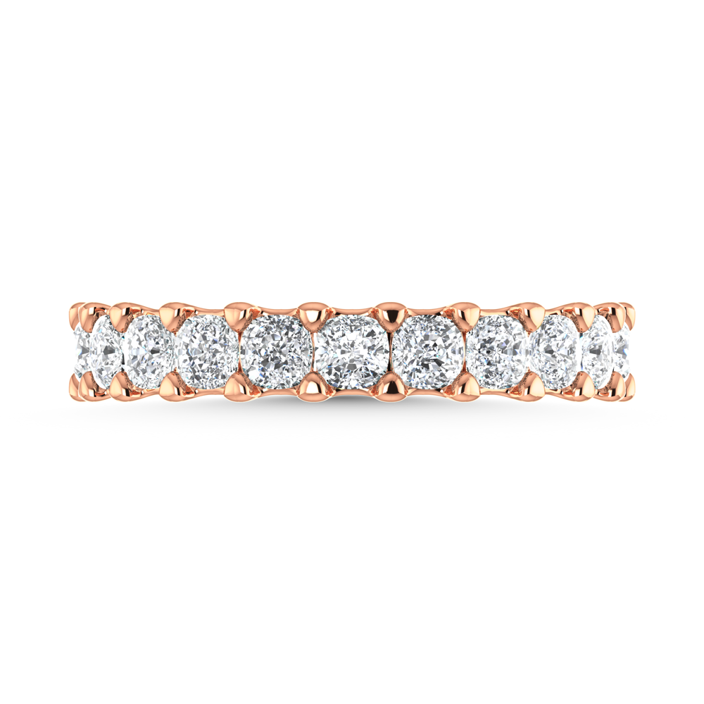 14K Rose Gold 2 1/5 CT Tw. Cushion Shape Lab Grown Diamond Full Eternity Band
