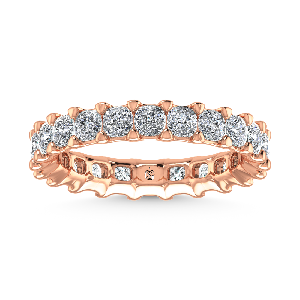14K Rose Gold 2 1/5 CT Tw. Cushion Shape Diamond Full Eternity Band