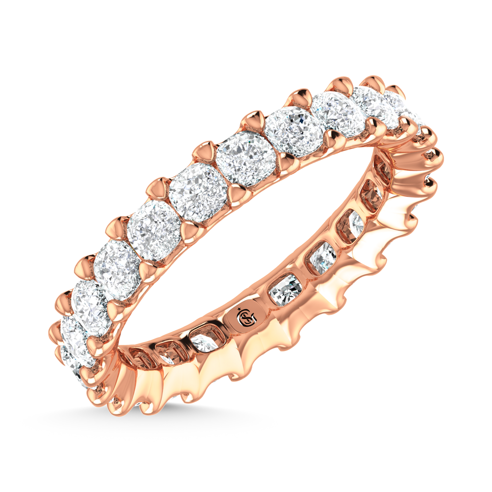 14K Rose Gold 2 1/5 CT Tw. Cushion Shape Lab Grown Diamond Full Eternity Band