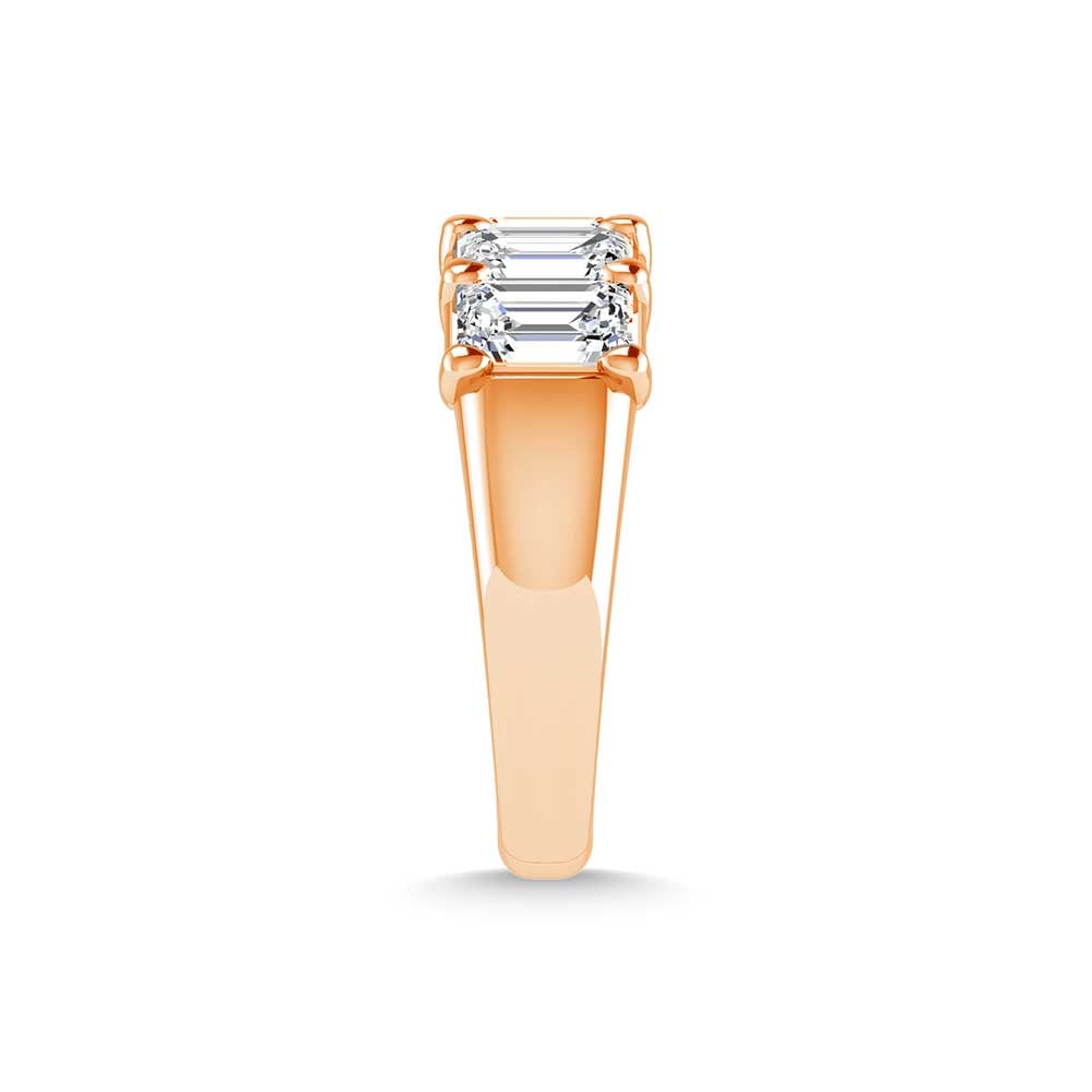 14K Rose Gold 3/4 CT Tw. Emerald Shape Lab Grown Diamond Five Stone Anniversary Band