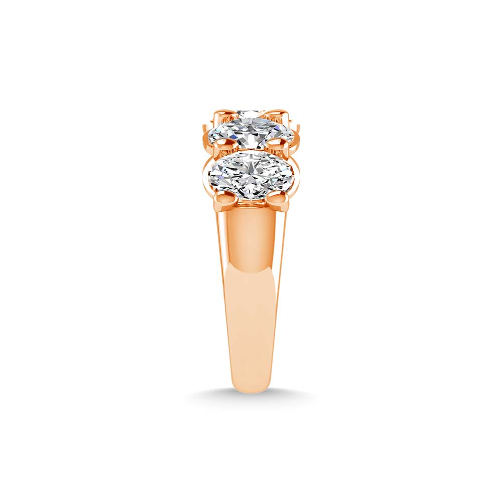 14K Rose Gold 3/4 CT Tw. Oval Shape Lab Grown Diamond Five Stone Anniversary Band