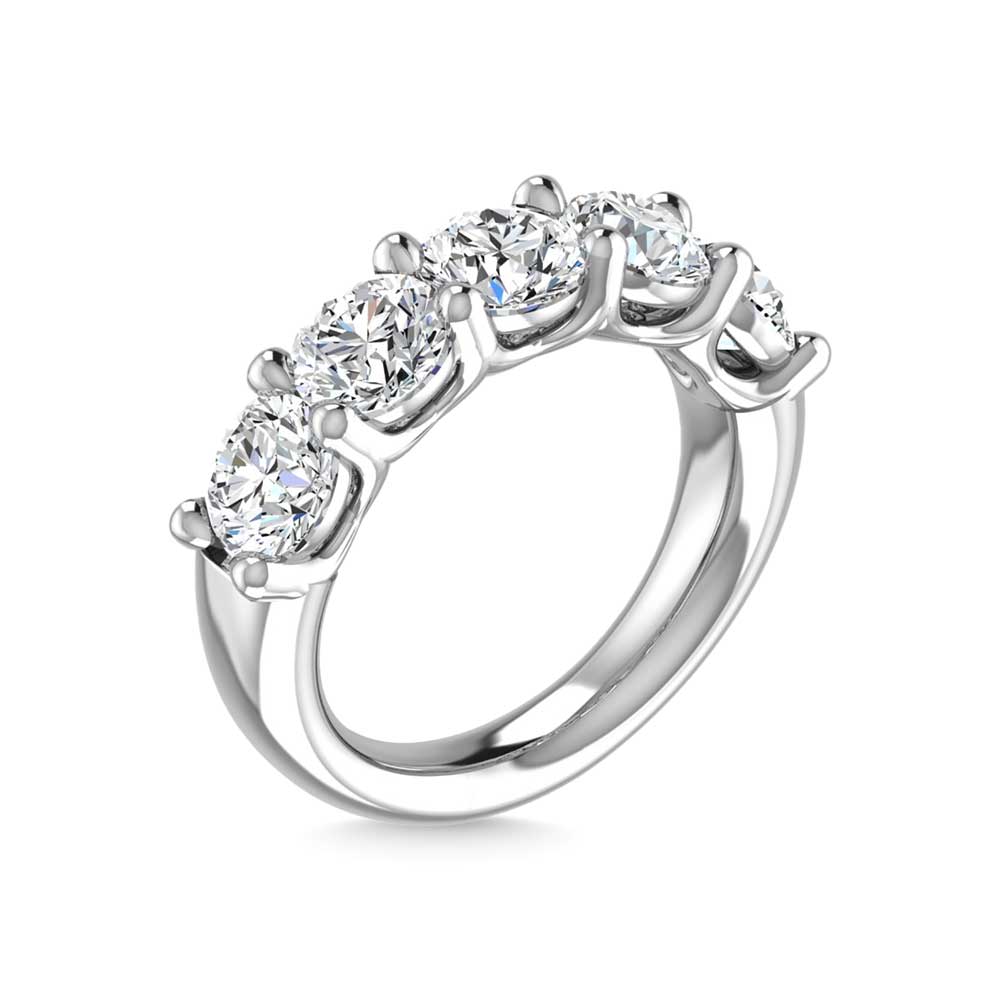 14K White Gold Lab Grown Diamond 1 5/8 Ct.Tw. Round Shape 5 Stone Wedding Band