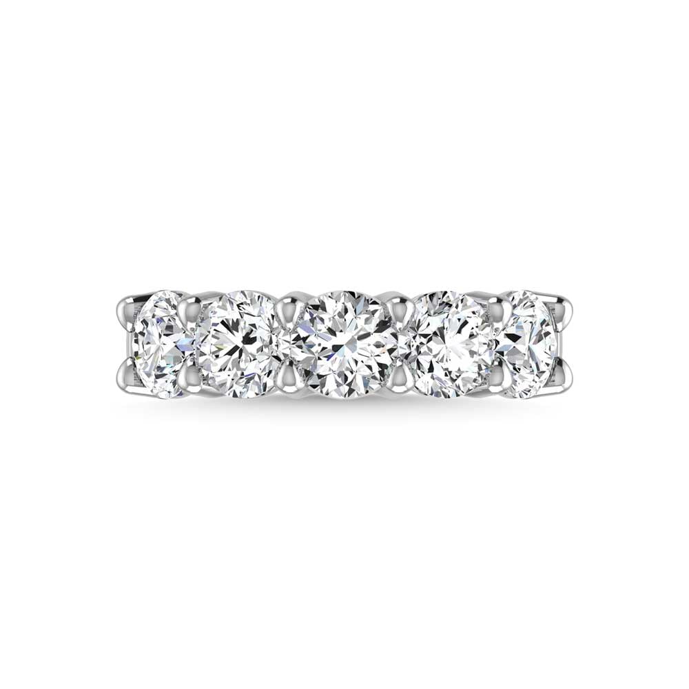 14K White Gold Lab Grown Diamond 1 5/8 Ct.Tw. Round Shape 5 Stone Wedding Band