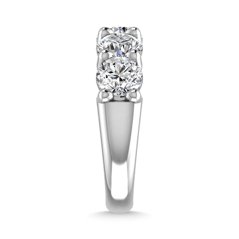 14K White Gold Lab Grown Diamond 1 5/8 Ct.Tw. Round Shape 5 Stone Wedding Band