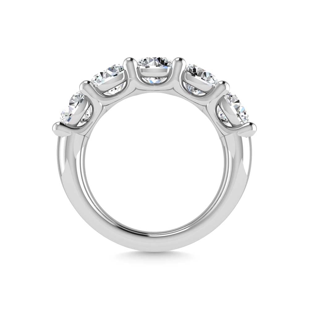 14K White Gold Lab Grown Diamond 1 5/8 Ct.Tw. Round Shape 5 Stone Wedding Band