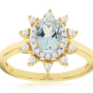 AQUAMARINE & DIAMOND RING