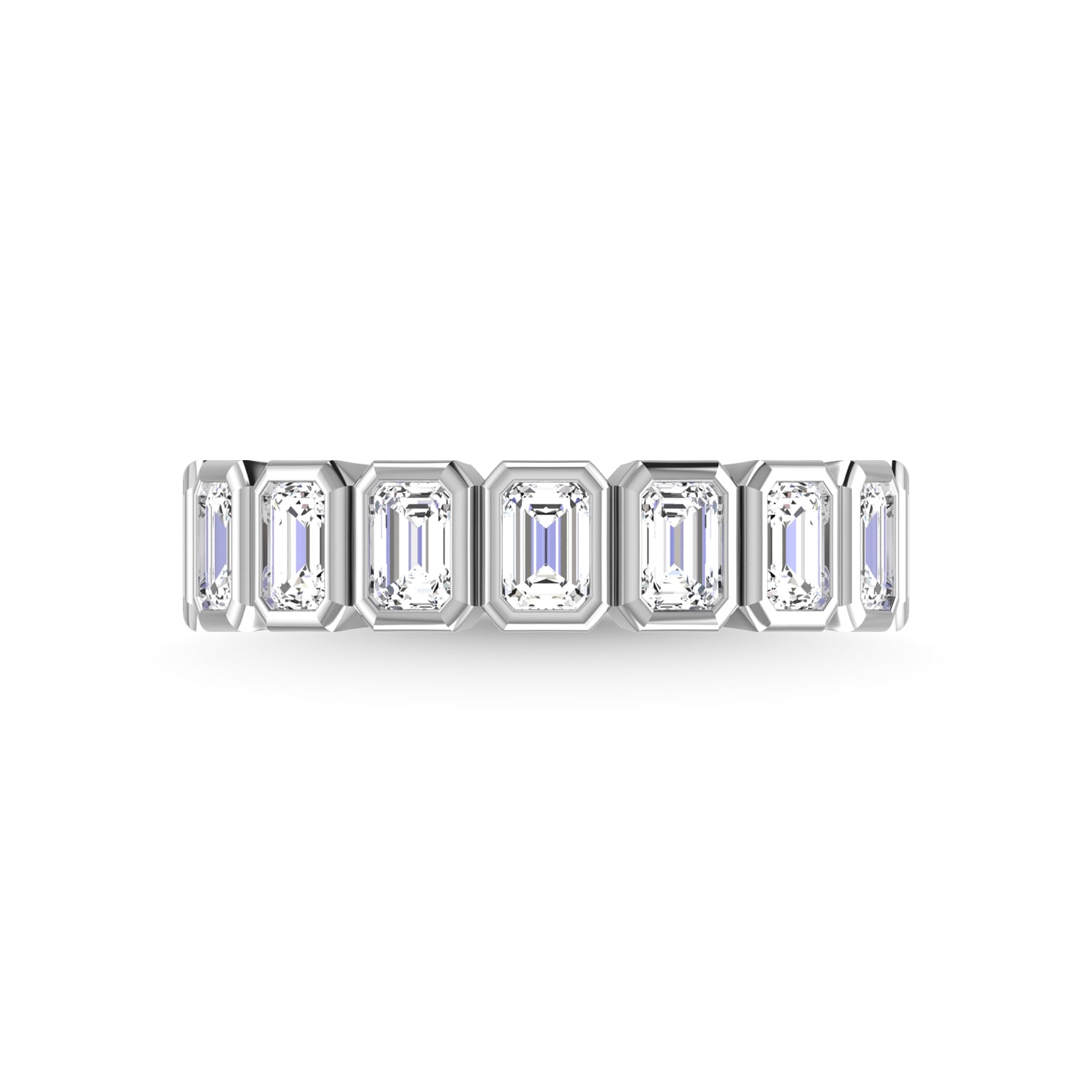 14K White Gold Lab Grown Diamond 7/8 Ct.Tw. Emerald Shape Half way Bezel Band
