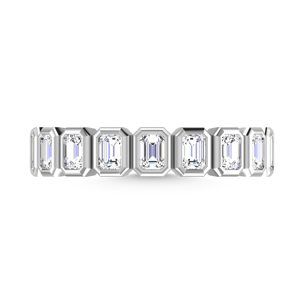 14K White Gold Lab Grown Diamond 1 1/3 Ct.Tw. Emerald Shape Halfway Bezel Wedding Band