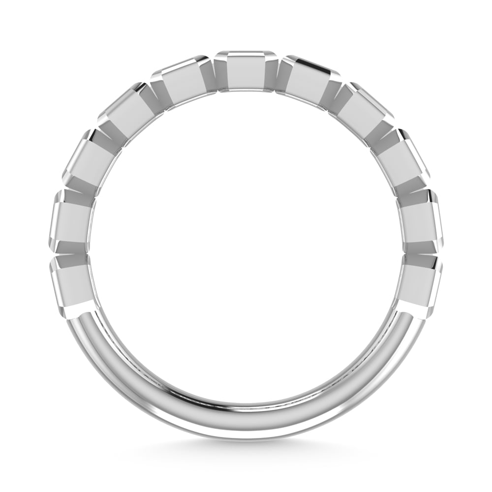 14K White Gold Lab Grown Diamond 1 1/3 Ct.Tw. Emerald Shape Halfway Bezel Wedding Band