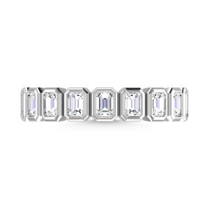 14K White Gold Lab Grown Diamond 1 3/4 Ct.Tw. Emerald Shape Half Way Eternity Bezel Band