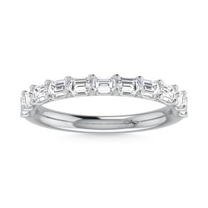 14K White Gold Lab Grown Diamond 7/8 Ct.Tw. Emerald Shape Half Way East West Eternity Band