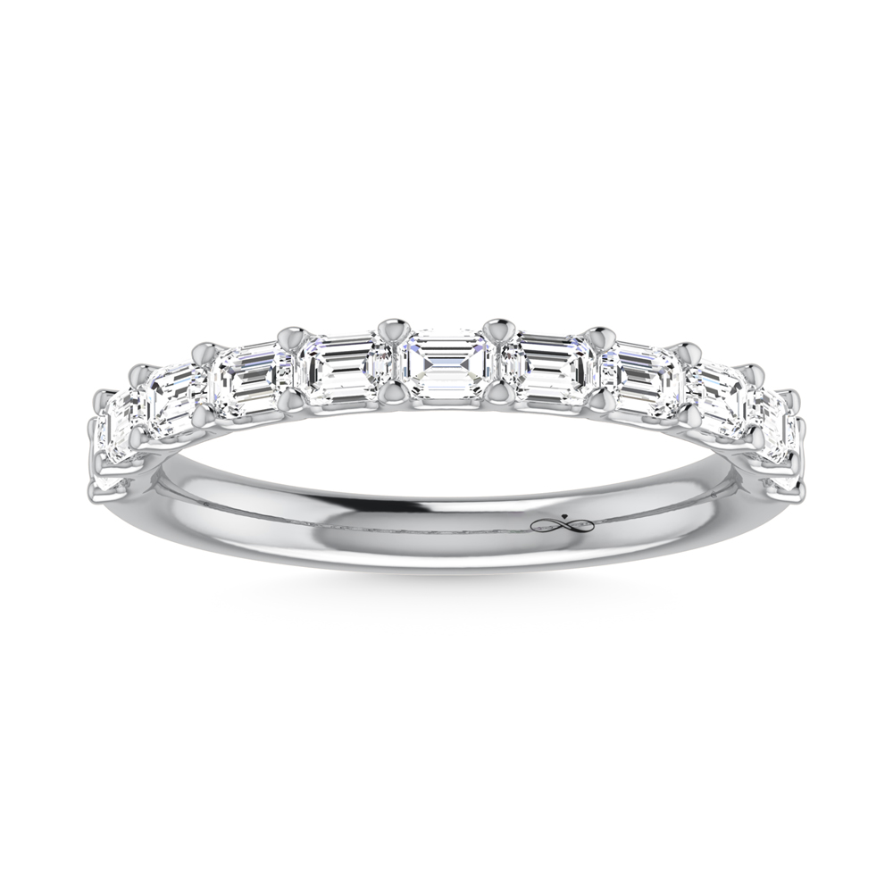 14K White Gold Lab Grown Diamond 7/8 Ct.Tw. Emerald Shape Half Way East West Eternity Band